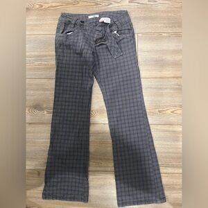 Elegant Checkered Gray Women's Straight Leg Jeans 3